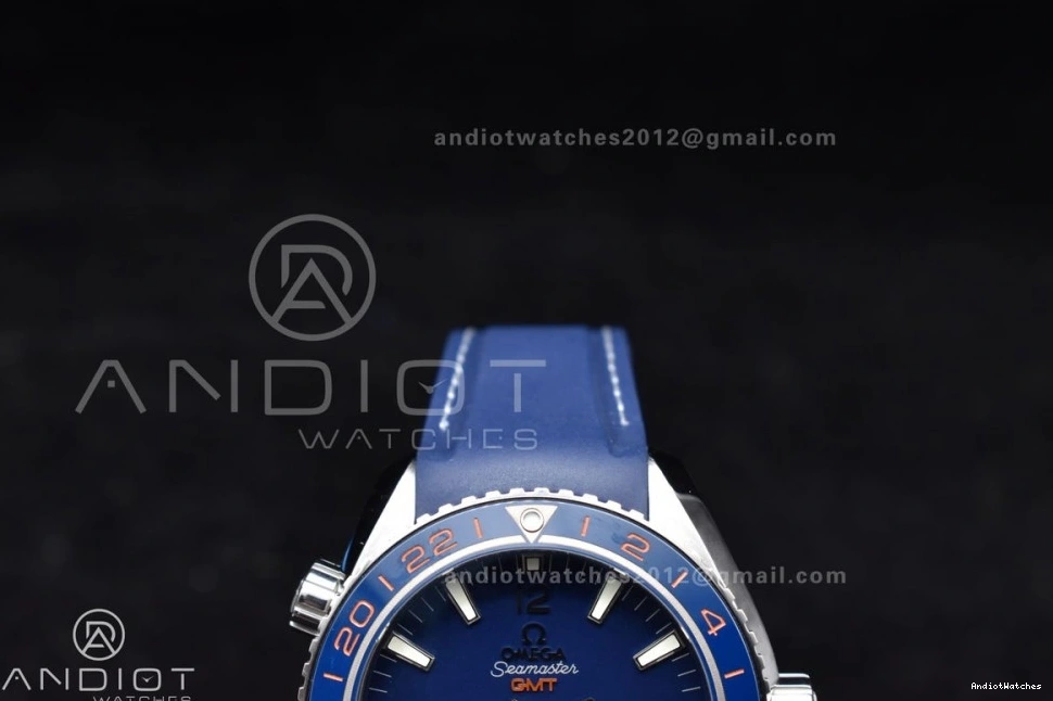 1009 A8605 Edition Clone Blue Best Ceramic VSF Dial 1:1 Blue GMT Strap Ocean 600M Planet Bezel on Rubber Super Trendsetting Co-Axial 43.5mm 0403